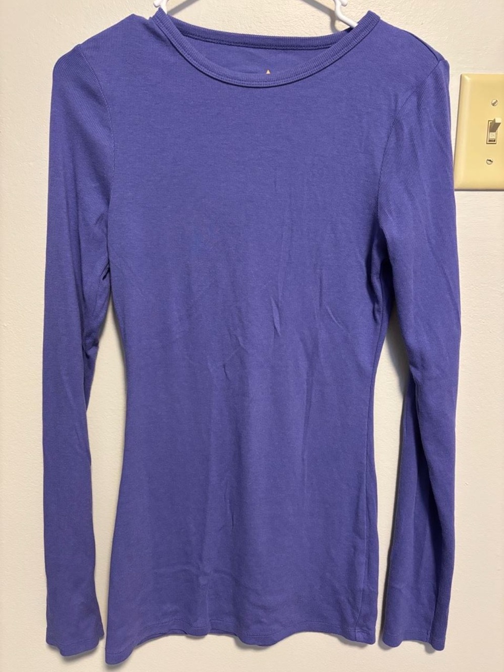 Y2K Kersh Essential ribbed fitted purple long sleeve shirt size medium